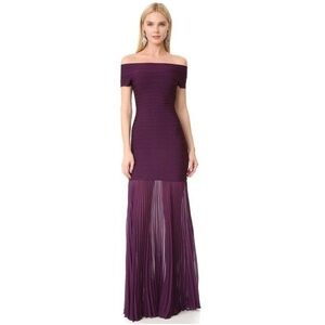 Authentic Herve Leger Breanna Off Shoulder Gown Bordeaux size S